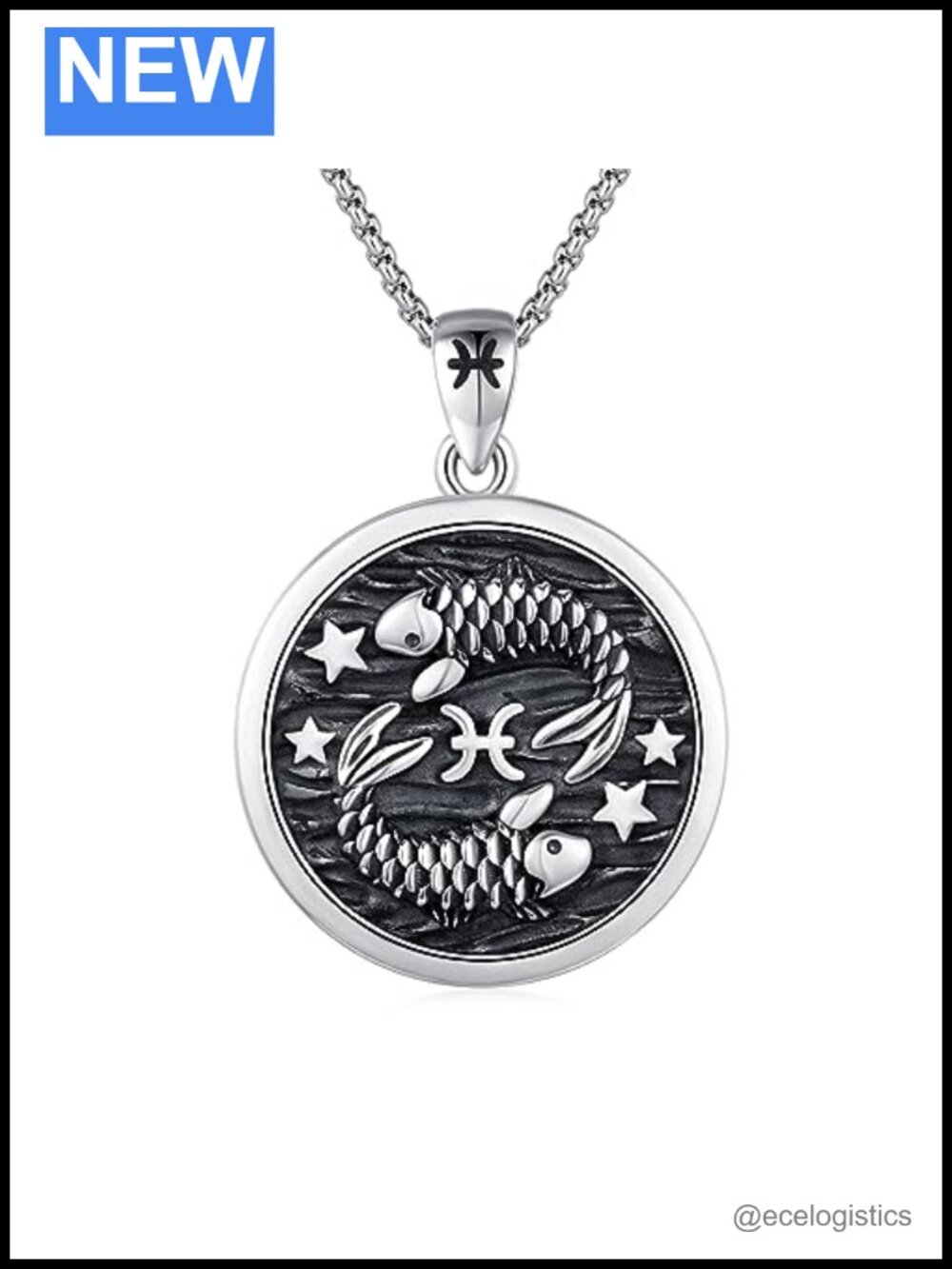 925 Sterling Silver Zodiac Pisces Pendant Necklace 20-22"